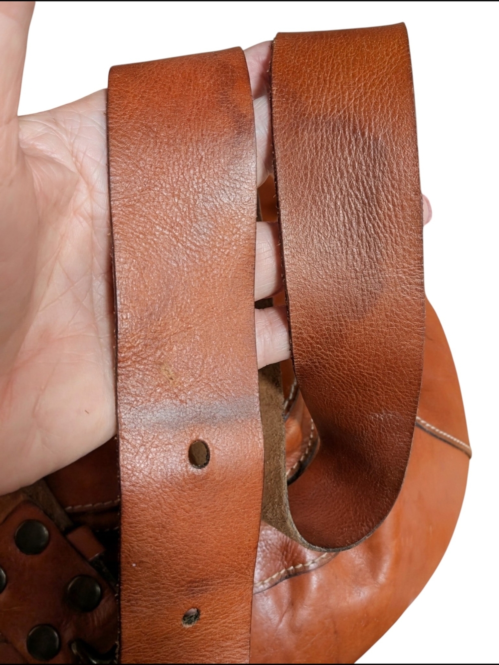Patricia Nash Barcelona Crossbody Saddle Bag in Chestnut Tan Italian Leather - Picture 9 of 11